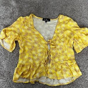 Lulu's Sunny Yellow Floral Blouse